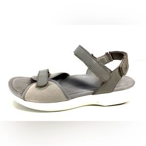 TRAQ by Alegria Qali Gray leather/ textile sandals Hook and Loop Size 41